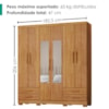 Guarda Roupa Casal 6 Portas Com Espelho 182 cm Santiago Cedro RUDK