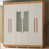 Guarda Roupa Casal 6 Portas Com Espelho 201 cm Porto Bello Cedro Areia RUDK