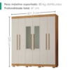 Guarda Roupa Casal 6 Portas Com Espelho 201 cm Porto Bello Cedro Areia RUDK