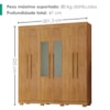 Guarda Roupa Casal 6 Portas Com Espelho 201 cm Porto Bello Cedro RUDK