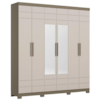 Guarda Roupa Casal 6 Portas Com Espelho 210 cm Flora Duna Cristal HENN