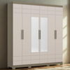 Guarda Roupa Casal 6 Portas Com Espelho 210 cm Flora Duna Cristal HENN