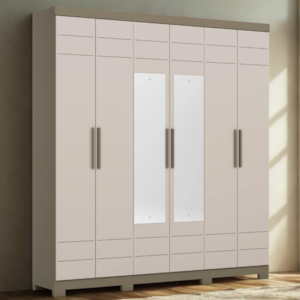 Guarda Roupa Casal 6 Portas Com Espelho 210 cm Flora Duna Cristal HENN