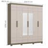 Guarda Roupa Casal 6 Portas Com Espelho 210 cm Flora Duna Cristal HENN