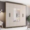 Guarda Roupa Casal 6 Portas Com Espelho 210 cm Flora Duna Cristal HENN