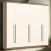 Guarda Roupa Casal 6 Portas Com Espelho 250 cm Jade Rustico Off White HENN