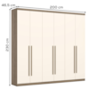 Guarda Roupa Casal 6 Portas Com Espelho 250 cm Jade Rustico Off White HENN