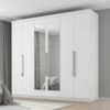 Guarda Roupa Casal 6 Portas Com Espelho Eviden 230 cm ZANZ Branco Absoluto