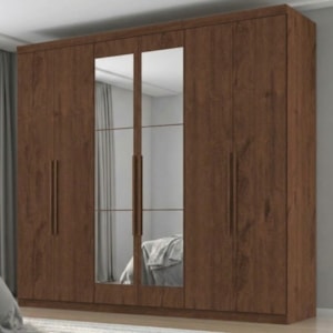 Guarda Roupa Casal 6 Portas Com Espelho Eviden 230 cm ZANZ Jacaranda