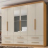 Guarda Roupa Casal 6 Portas Com Espelho Mari 230 cm Cinamomo Areia ZANZ