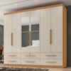 Guarda Roupa Casal 6 Portas Com Espelho Mari 230 cm Cinamomo Areia ZANZ
