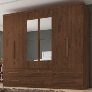 Guarda Roupa Casal 6 Portas Com Espelho Mari 230 cm Jacaranda ZANZ