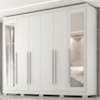 Guarda Roupa Casal 6 Portas Com Espelho MDF Platina 236 cm Branco Absoluto ZANZ
