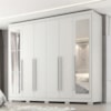 Guarda Roupa Casal 6 Portas Com Espelho MDF Platina 236 cm Branco Absoluto ZANZ