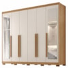 Guarda Roupa Casal 6 Portas Com Espelho MDF Platina 236 cm Cinamomo Areia ZANZ