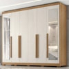 Guarda Roupa Casal 6 Portas Com Espelho MDF Platina 236 cm Cinamomo Areia ZANZ