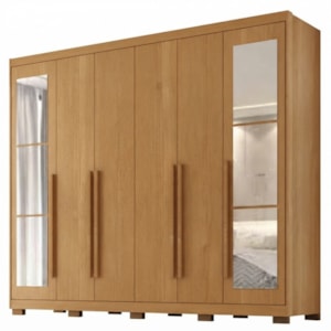 Guarda Roupa Casal 6 Portas Com Espelho MDF Platina 236 cm Cinamomo ZANZ