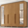 Guarda Roupa Casal 6 Portas Com Espelho MDF Platina 236 cm Cinamomo ZANZ