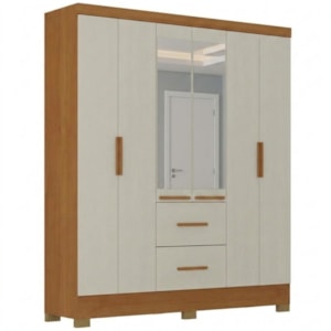 Guarda Roupa Casal 6 Portas Com Espelho Primor 181 cm Cinamomo Areia ZANZ