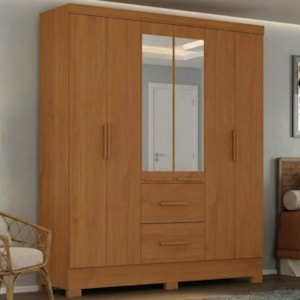 Guarda Roupa Casal 6 Portas Com Espelho Primor 181 cm Cinamomo ZANZ