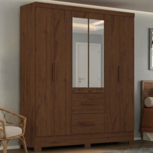 Guarda Roupa Casal 6 Portas Com Espelho Primor 181 cm Jacaranda ZANZ
