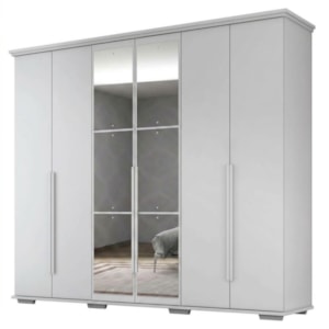 Guarda Roupa Casal 6 Portas Com Espelho Rest 273 cm Branco Absoluto ZANZ