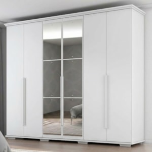 Guarda Roupa Casal 6 Portas Com Espelho Rest 273 cm Branco Absoluto ZANZ