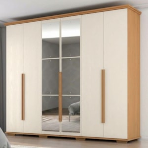 Guarda Roupa Casal 6 Portas Com Espelho Rest 273 cm Cinamomo Areia ZANZ