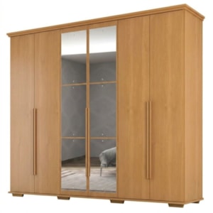 Guarda Roupa Casal 6 Portas Com Espelho Rest 273 cm Cinamomo ZANZ