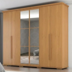 Guarda Roupa Casal 6 Portas Com Espelho Rest 273 cm Cinamomo ZANZ