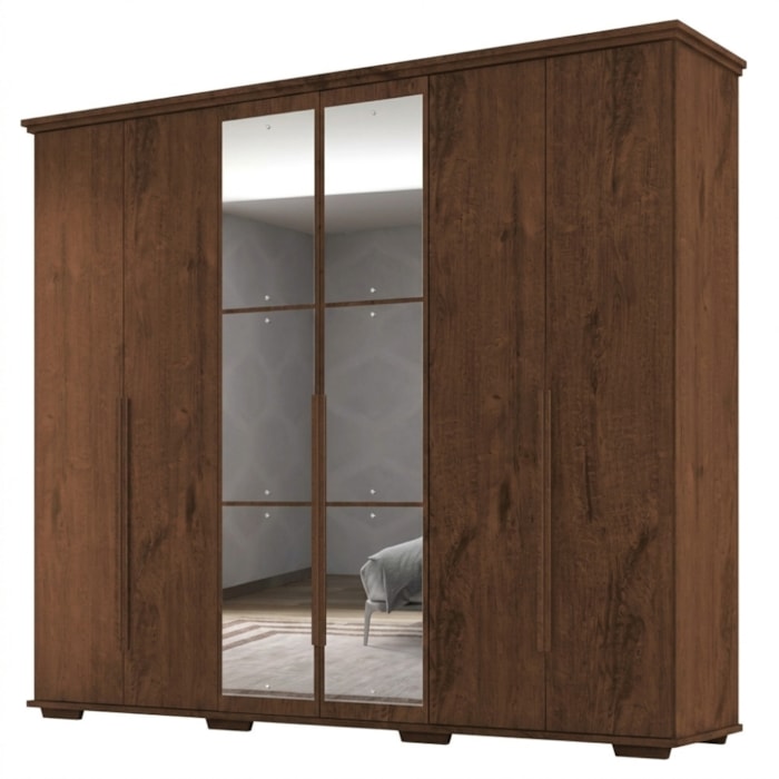 Guarda Roupa Casal 6 Portas Com Espelho Rest 273 cm Jacaranda ZANZ