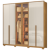 Guarda Roupa Casal 6 Portas Vidro Reflecta Com Led 240 cm Atacama Freijo Off White Moval