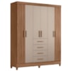 Guarda Roupa Casal 6P 165 cm Aruba Carvalho Fendi Friso Moval