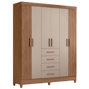 Guarda Roupa Casal 6P 165 cm Aruba Carvalho Fendi Friso Moval