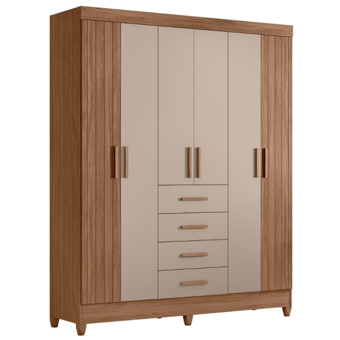 Guarda Roupa Casal 6P 165 cm Aruba Carvalho Fendi Friso Moval