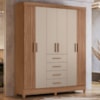 Guarda Roupa Casal 6P 165 cm Aruba Carvalho Fendi Friso Moval