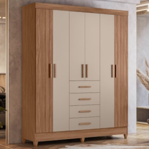 Guarda Roupa Casal 6P 165 cm Aruba Carvalho Fendi Friso Moval