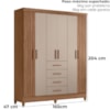 Guarda Roupa Casal 6P 165 cm Aruba Carvalho Fendi Friso Moval
