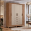Guarda Roupa Casal 6P 165 cm Aruba Carvalho Fendi Friso Moval