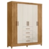 Guarda Roupa Casal 6P 165 cm Aruba Freijo Off White Friso Moval