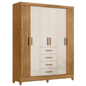 Guarda Roupa Casal 6P 165 cm Aruba Freijo Off White Friso Moval
