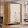 Guarda Roupa Casal 6P 165 cm Aruba Freijo Off White Friso Moval