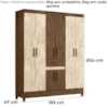 Guarda Roupa Casal 6P 165 cm Portugal Castanho Wood Avela Wood Moval