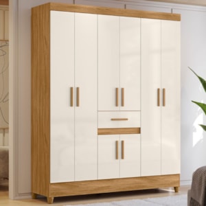 Guarda Roupa Casal 6P 165 cm Portugal Freijo Off White Moval