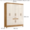 Guarda Roupa Casal 6P 165 cm Portugal Freijo Off White Moval