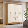 Guarda Roupa Casal 6P 165 cm Portugal Freijo Off White Moval