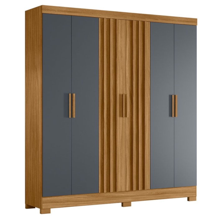 Guarda Roupa Casal 6P 195 cm Valenca Freijo Cinza Moval