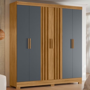 Guarda Roupa Casal 6P 195 cm Valenca Freijo Cinza Moval
