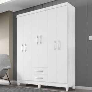 Guarda Roupa Casal 6P 2G Moden 150 cm 3562 Branco Flex INCP