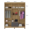 Guarda Roupa Casal 6P 2G Moden 150 cm 3562 Carvalho Am Grafite INCP